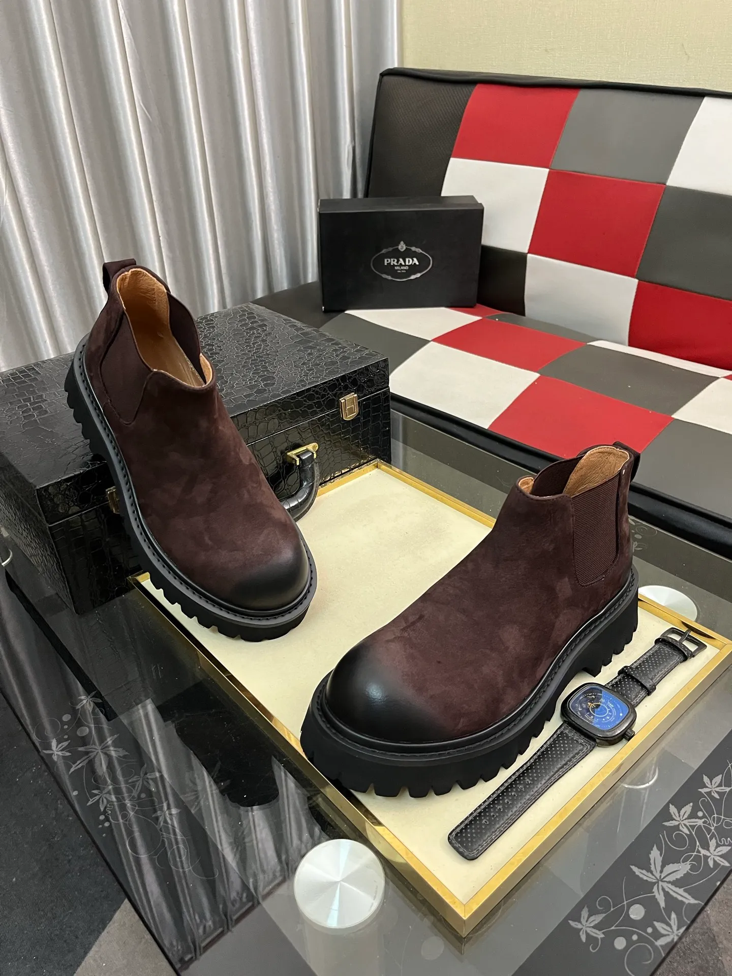 Men's shoes 💰560⌚️⌚️【PRADA】Prada - High-end quality original order·Formal leather shoes - Upper: imported 🔝 tumbled calf leather, hand-stitched mark thread, brand metal fastener cross-arm decoration - Lining: water-dyed cowhide - Outsole: ultra-light TR·rubber; molded outsole -Super high quality control·Fine workmanship: highlighted (high-end·luxury·grade) -Size :38-44